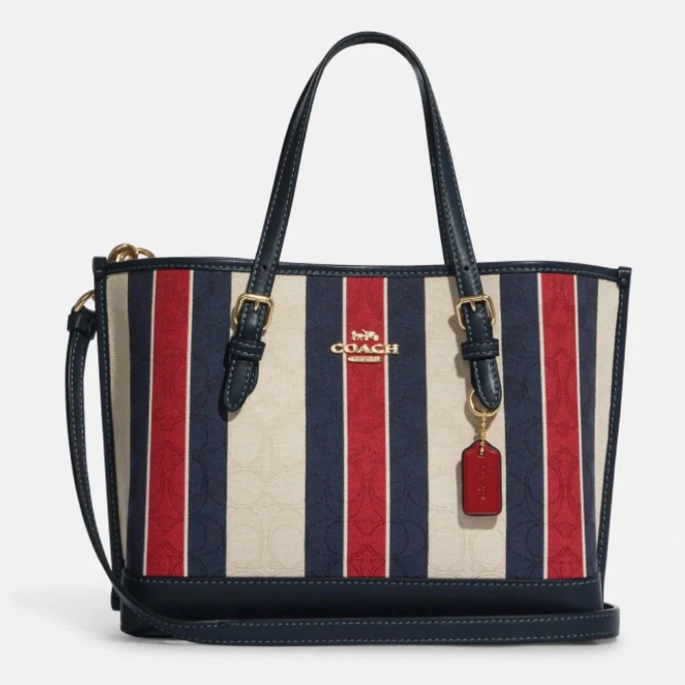 NWT💃Coach Mollie Tote 25 In Signature Jacquard With Stripes - Picture 7 of 13